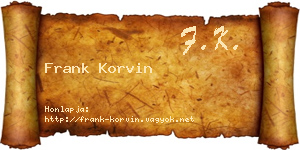 Frank Korvin névjegykártya